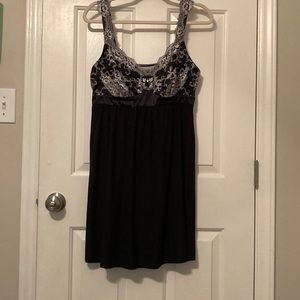 Soma Black Night Gown with White Lace